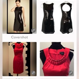 Mary L Couture Sequined Dress& Just Taylor red cocktail dresses Sz 4 Exc